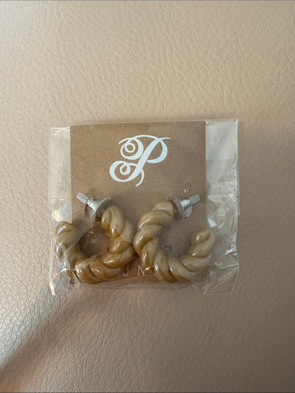 Plunder Twisted Hoop Earrings in Cream and Tan